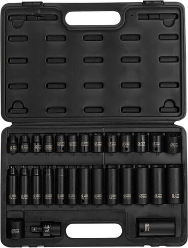 SUNEX TOOLS 3330, 3/8 Inch Drive Master Impact Socket Set, 12-Point, 29-Piece, Metric, 8mm-22mm, Standard/Deep, Cr-Mo Steel, Heavy Duty Storage Case, Includes Universal Joint in Saudi Arabia