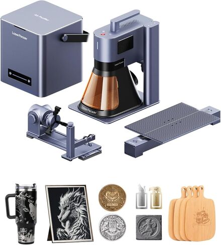 LaserPecker LP5 Smart Dual 20W Fiber + Diode Laser Engraver Cutter with Rotary Extension, Slide Extension & Air Purifier, 3D Embossing, Color Engraving, Ideal for On-site Customization in Saudi Arabia