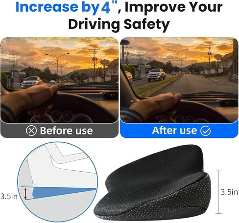 Wedge Car Seat Cushion, Memory Foam Car Truck Coccyx Seat Pillow for Driving - Sciatica and Back Pain Relief - Heightening Wedge Cushions for Car Driver Office Lumbar Tailbone Support in Saudi Arabia