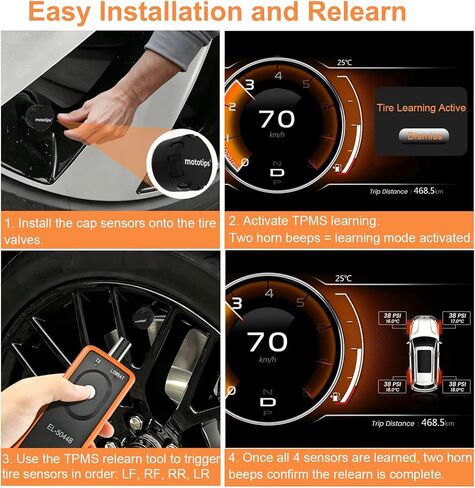 TPMS Sensor GM Tire Pressure Monitoring Sensor for Chevy Buick Cadillac Silverado GMC, 4PCS Gen 2 TPMS Sensors with 1 TPMS relearn Tool, Friendly Installation in Saudi Arabia