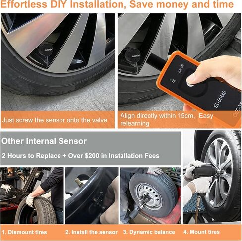 TPMS Sensor GM Tire Pressure Monitoring Sensor for Chevy Buick Cadillac Silverado GMC, 4PCS Gen 2 TPMS Sensors with 1 TPMS relearn Tool, Friendly Installation in Saudi Arabia