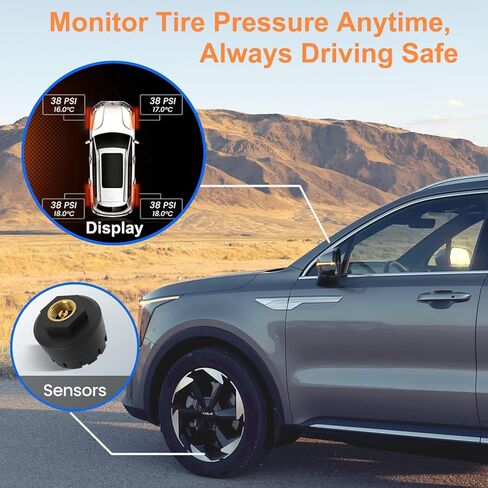TPMS Sensor GM Tire Pressure Monitoring Sensor for Chevy Buick Cadillac Silverado GMC, 4PCS Gen 2 TPMS Sensors with 1 TPMS relearn Tool, Friendly Installation in Saudi Arabia