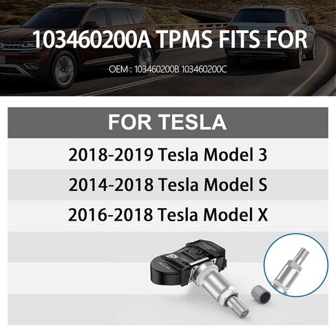 TPMS Sensor 433MHZ 4 Pack, Pre-Programmed Tire Pressure Monitoring System Sensor Fit for Tesla Model S, Model 3, Model X, Replace 103460200A, 103460201A in Saudi Arabia