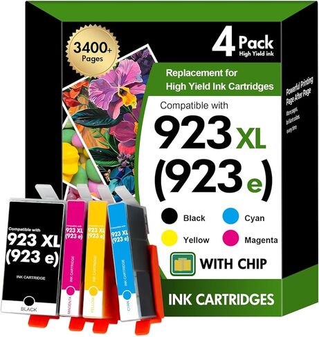 923 923XL 8130e Ink Cartridges Combo Pack with Chip: Replacement for HP 923e 923XL 923 Ink Cartridges for HP Printer OfficeJet Pro 8130e 8135e 8139e 8138e 8122e 8120 8124e 8125e 8130 8132e 8134e in Kuwait