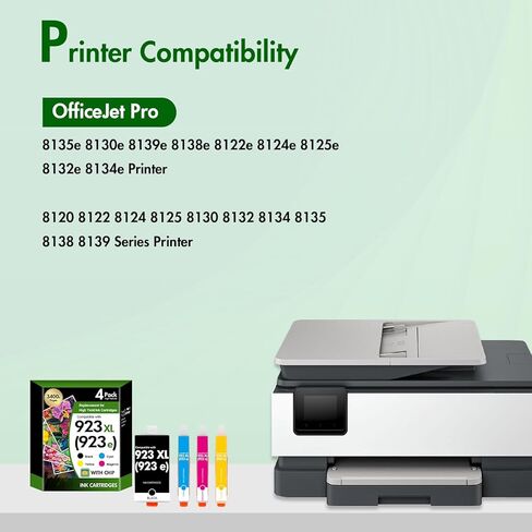 923 923XL 8130e Ink Cartridges Combo Pack with Chip: Replacement for HP 923e 923XL 923 Ink Cartridges for HP Printer OfficeJet Pro 8130e 8135e 8139e 8138e 8122e 8120 8124e 8125e 8130 8132e 8134e in Kuwait