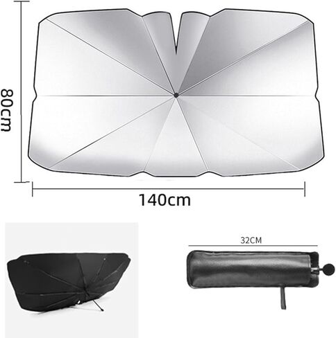Windshield Sun Shade Umbrella, Foldable Car Umbrella Sunshade with UV Block Car Front Window (Heat Insulation Protection) for Auto Windshield Covers Trucks Cars(55" L x 30.7" W in Saudi Arabia