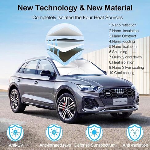 Windshield Sun Shade Umbrella, Foldable Car Umbrella Sunshade with UV Block Car Front Window (Heat Insulation Protection) for Auto Windshield Covers Trucks Cars(55" L x 30.7" W in Saudi Arabia