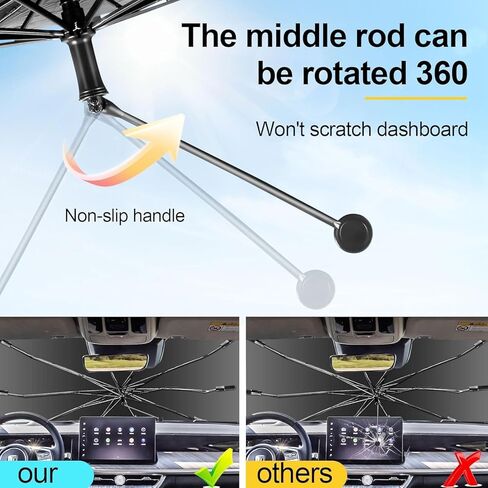 Windshield Sun Shade Umbrella, Foldable Car Umbrella Sunshade with UV Block Car Front Window (Heat Insulation Protection) for Auto Windshield Covers Trucks Cars(55" L x 30.7" W in Saudi Arabia