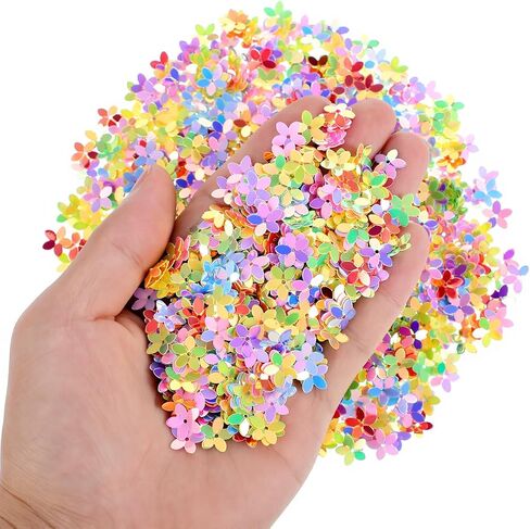 2000PCS Glitter Flower Sequins, 10mm Mix Color Bulk Loose Sequins Bling Confetti for Sewing, Wedding Decoration, Crafting Embellishments, Clothes, Jewelry Making in Kuwait