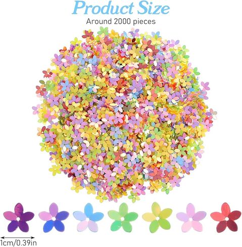 2000PCS Glitter Flower Sequins, 10mm Mix Color Bulk Loose Sequins Bling Confetti for Sewing, Wedding Decoration, Crafting Embellishments, Clothes, Jewelry Making in Kuwait