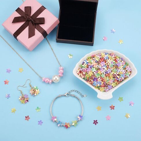 2000PCS Glitter Flower Sequins, 10mm Mix Color Bulk Loose Sequins Bling Confetti for Sewing, Wedding Decoration, Crafting Embellishments, Clothes, Jewelry Making in Kuwait