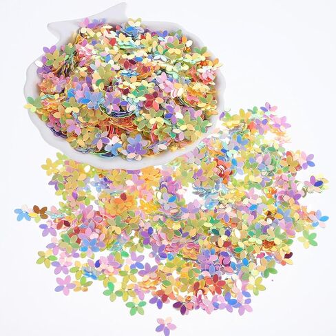 2000PCS Glitter Flower Sequins, 10mm Mix Color Bulk Loose Sequins Bling Confetti for Sewing, Wedding Decoration, Crafting Embellishments, Clothes, Jewelry Making in Kuwait