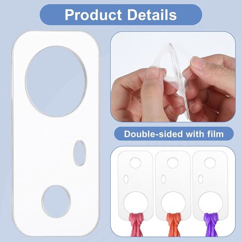 30PCS Embroidery Thread Organizer - Clear Acrylic Floss Bobbins, Floss Drops Cross Stitch with Hinged Ring Rectangle for Sewing Storage DIY Crafts in Kuwait