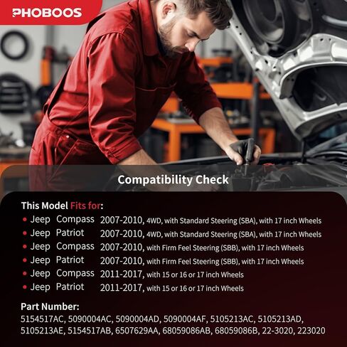 PHOBOOS Hydraulic Power Steering Rack and Pinion Assembly Compatible with Jeep Compass 2007-2017, Patriot 2007-2017, New Unit, Leak Resistance, Direct Fit, Ref. 223020 in Kuwait
