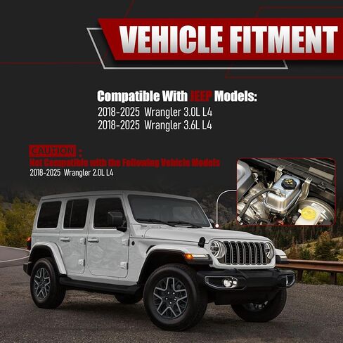 خزان خزان سائل التبريد لسيارة Jeep Wrangler JL 2018-2024 وGladiator JT 2020-2024، زجاجة تجاوز سائل التبريد من الألومنيوم المصبوب قطعة واحدة، بديلة لـ OEM 68283565AB in Kuwait