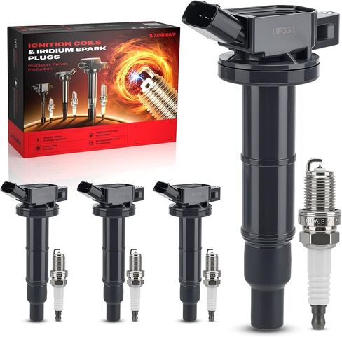 UF333 4Pcs Ignition Coils with 7092 Iridium Spark Plugs for 2001-2012 Toyota Camry Corolla Highlander RAV4 Matrix Solara Lexus HS250h Scion xB tC Pontiac Vibe 2.0L 2.4L L4 Replace C1330 in Kuwait