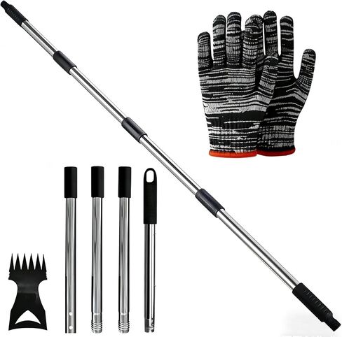 Weed Puller Tool with Long Handle (58IN) & Gloves, 2-in-1 Gardening Hand Tools Weeds Remover, Weeder Rake & Garden Hoe Combo, Manual Weeding Puller Tool for Garden Yard Patio Lawn in Saudi Arabia