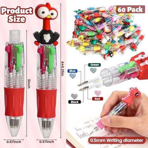 60 Pcs Multicolor Pen Delightful Multi Color Pen Gifts, 4-in-1 Pens Bulk Ballpoint Pens Fidget Pen for Party Favors & Birthday in Saudi Arabia