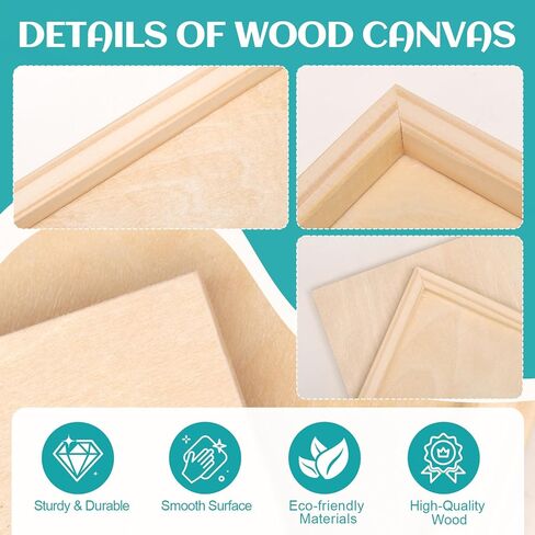 ESRICH 8x8 Inch Wood Panels, 2 Pack Square Craft Wood Canvas Boards, Blank Unfinished Wooden Art Board for DIY Art Creations Such as Painting, Acrylic Pouring, Resin, Burning, Collage, etc. in Kuwait