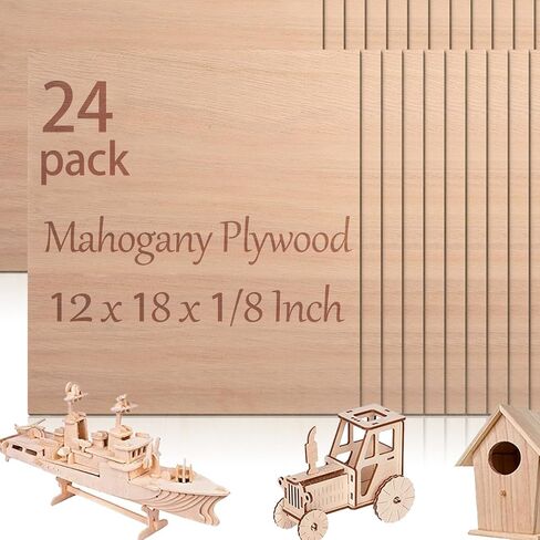 24 Pcs Baltic Birch Plywood,12 x 20x 1/8 Inch - 3mm Thick Birch Unfinished Wood for Crafts Laser Cutting & Engraving, School DIY Projects, Painting, Fretwork, CNC Cutting, and Wood Burning in Saudi Arabia