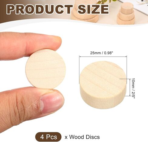 MECCANIXITY 4 Pcs Wood Discs, 1" Dia 2/5" Thick Unfinished Round Wood Circles Blank Discs Wooden Tokens Coins Wooden Slices for DIY Crafts Painting in Saudi Arabia