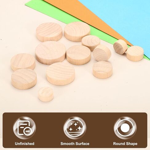 MECCANIXITY 4 Pcs Wood Discs, 1" Dia 2/5" Thick Unfinished Round Wood Circles Blank Discs Wooden Tokens Coins Wooden Slices for DIY Crafts Painting in Saudi Arabia