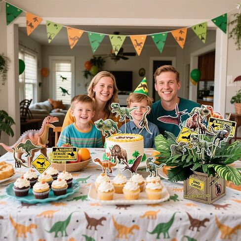 6 Set Dinosaur Party Table Centerpiece Decorations Include Dinosaur Theme Boxes, Dinosaur Centerpieces Sticks, Palm Leaves Artificial for Dinosaur Birthday Party Supplies Baby Shower Decorations in Saudi Arabia