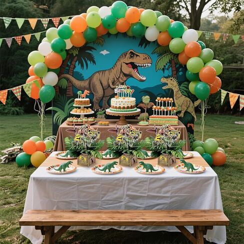 6 Set Dinosaur Party Table Centerpiece Decorations Include Dinosaur Theme Boxes, Dinosaur Centerpieces Sticks, Palm Leaves Artificial for Dinosaur Birthday Party Supplies Baby Shower Decorations in Saudi Arabia