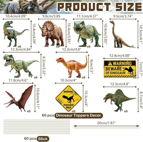 6 Set Dinosaur Party Table Centerpiece Decorations Include Dinosaur Theme Boxes, Dinosaur Centerpieces Sticks, Palm Leaves Artificial for Dinosaur Birthday Party Supplies Baby Shower Decorations in Saudi Arabia