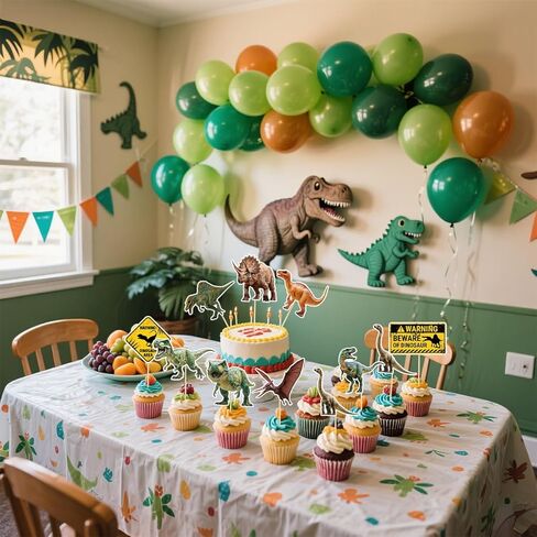 6 Set Dinosaur Party Table Centerpiece Decorations Include Dinosaur Theme Boxes, Dinosaur Centerpieces Sticks, Palm Leaves Artificial for Dinosaur Birthday Party Supplies Baby Shower Decorations in Saudi Arabia