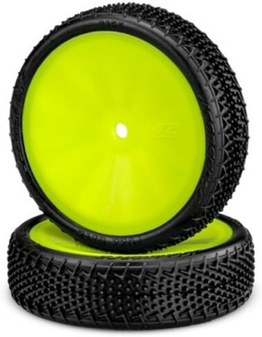 J Concepts Inc 3165-201011 - إطارات Fuzz Bite Front 2WD Buggy، وردي، YEL Whl (2) in Kuwait