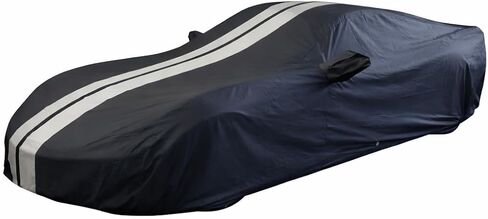 غطاء سيارة كورفيت SR1 Performance USA C7 - Ultraguard PEVA داخلي/خارجي مقاوم للماء طوال الموسم - مخصص عالي الجودة يناسب 2014-2019 Stingray، Z51، Z06، Grand Sport Corvettes (أسود مع خطوط رمادية) in Kuwait