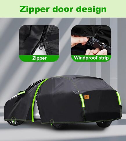 Hatchback Car Cover for Waterproof All Weather Outdoor Car Cover Sun Rain Protection with Zipper Door, Universal Fit Benz SLC, Citroën, Honda,Ford,Renault,Hatchback Up to 163 Inch in Saudi Arabia
