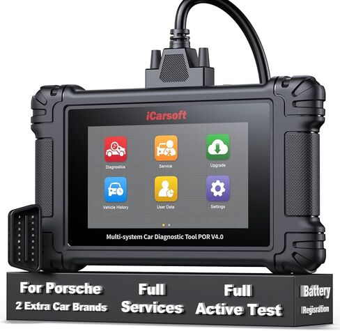 أداة تشخيص ثنائية الاتجاه iCarsoft POR V4.0 لبورشه، جميع الاختبارات النشطة الكاملة للنظام، 27 خدمة، ماسح ضوئي obd2 لبورشه، قارئ الكود، VIN التلقائي in Kuwait
