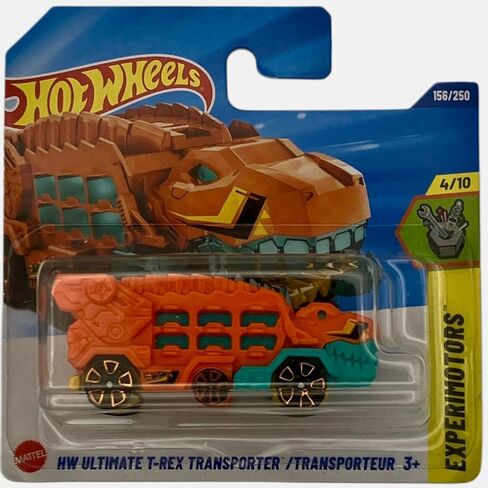 Hot Wheels - HW Ultimate T-Rex Transporter - Experimotors 4/10 - JBC10 - Short Card - Orange-Green Dinosaur Transport Vehicle - Mattel 2025-1:64 - Fantasy Model in T-Rex Design in Kuwait