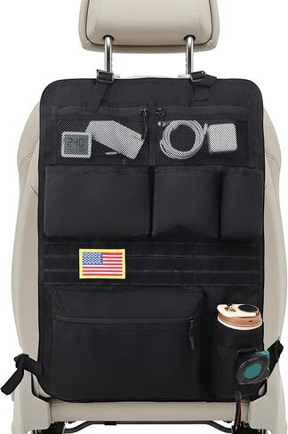 Tactical Car Seat Back Organizer with 7 Pockets and Zipper Pocket, MOLLE Seat Organizer with Hook & Loop Panel, Universal Fit for Car SUV Truck Jeep in Saudi Arabia