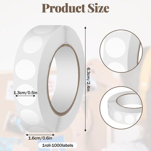 TIESOME 3000Pcs White Round Dot Stickers, 0.5 Inch Small Circle Dot Stickers Blank Write-on Writable Circle Sticker Coding Label for Office Shop Home Classroom Marking in Kuwait