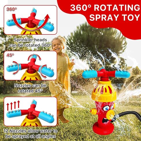 Water Sprinklers Outdoor Toy for Kids, Fire Hydrant Toddler Play Equipment Outside Activities for Backyard Lawn Attaches to Garden Hose Splashing Fun Toys for 3 4 5 6 7 8 Year Old Boys Girls Gifts in Saudi Arabia