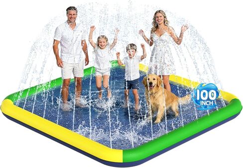 Splash Pad for Kids & Dogs, EPN 140"-100" Extra Large Non-Slip Sprinkler Splash Pad, Thickened 0.5mm PVC Water Play Mat, Outdoor Water Toy for Backyard Summer Fun, Ideal for Toddlers 3+ Boys Girls in Saudi Arabia