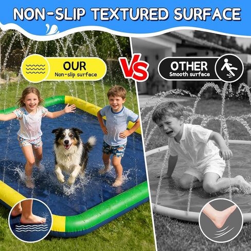 Splash Pad for Kids & Dogs, EPN 140"-100" Extra Large Non-Slip Sprinkler Splash Pad, Thickened 0.5mm PVC Water Play Mat, Outdoor Water Toy for Backyard Summer Fun, Ideal for Toddlers 3+ Boys Girls in Saudi Arabia