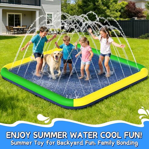 Splash Pad for Kids & Dogs, EPN 140"-100" Extra Large Non-Slip Sprinkler Splash Pad, Thickened 0.5mm PVC Water Play Mat, Outdoor Water Toy for Backyard Summer Fun, Ideal for Toddlers 3+ Boys Girls in Saudi Arabia