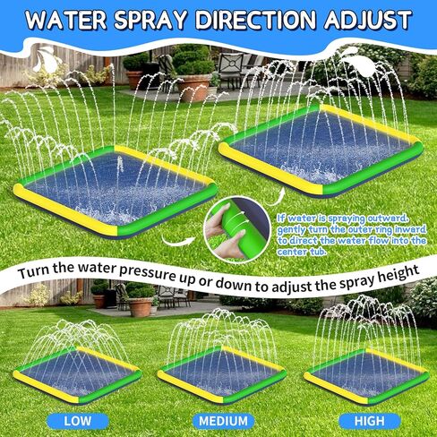 Splash Pad for Kids & Dogs, EPN 140"-100" Extra Large Non-Slip Sprinkler Splash Pad, Thickened 0.5mm PVC Water Play Mat, Outdoor Water Toy for Backyard Summer Fun, Ideal for Toddlers 3+ Boys Girls in Saudi Arabia