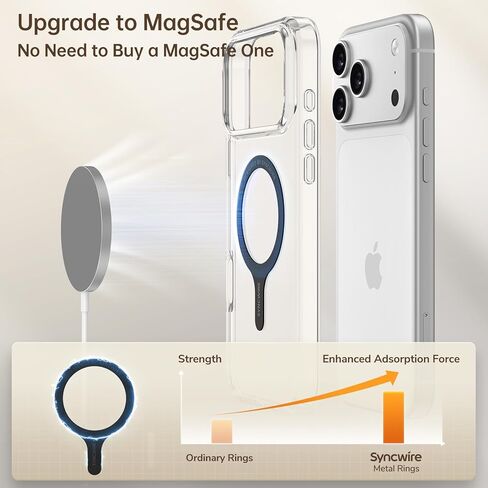 SYNCWIRE for MagSafe Sticker, 3 Pack Metal Ring for Phone Case, Compatible with MagSafe Ring, Work with Wireless Charging, Magnetic Conversion Kit for iPhone 15/14/13/12/11, Galaxy S23/S22 and More in Saudi Arabia