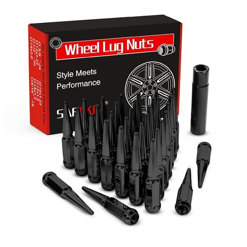 M14x1.5 Spiked Lug Nuts, 3/4" Hex Closed End Nut with 1 Socket Key, Wheel Spiked Lug Nuts for Silverado Sierra 1500 2500 3500, F150 F250 F350, Fit for Aftermarket Wheel(24Pcs, Red) in Saudi Arabia