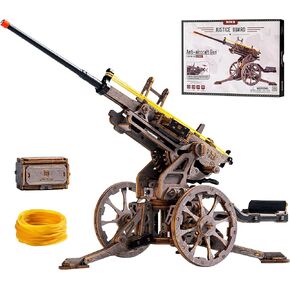 ROKR Anti-Aircraft Gun 3D Wood Puzzle for Adults - Mechanical Rubber Band Shooting Model Kit, DIY Building Set for Teens and Hobbyists, Desktop Decor in Saudi Arabia