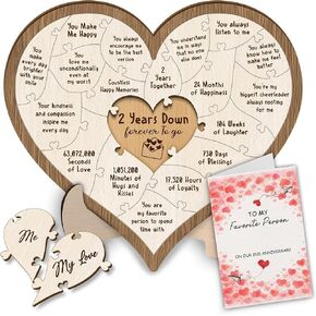 4th for Him or Her – Wooden Heart Puzzle with Card, Four Year Anniversary Keepsake for Boyfriend Girlfriend, Meaningful Valentine or Couple Gift in Saudi Arabia