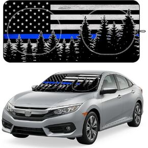 Windshield Sun Shade for Car, 63"x28.5" Stylish Printed Front Window Sunshade with Double Steel Ring Frame, Universal Fit Foldable Heat Blocker & UV Protector, with Storage Pouch (Flowers) in Saudi Arabia