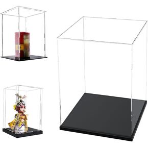 3MM Thick Clear Acrylic Display Case , Thicken Base, DustProof, for Collectibles, Lego (Black Base, 10x10x10cm/4x4x4in) in Saudi Arabia