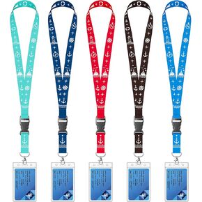 Cruise Lanyard for Ship Cards, 5 Pack Cruise Ship Lanyards with Waterproof ID Badge Holders & Detachable Buckle, Cruise Essentials 2026 for Carnival, Royal Caribbean, MSC, NCL in Saudi Arabia