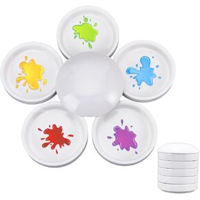 4 Sets Ceramic Watercolor Palette, 3.27x3.74Inch Round Watercolor Mixing Trays 5 Layers Stackable Palette Bowls with Lid Gouache Pigment Ink Mixing(White) in Saudi Arabia